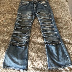Platinum Plush Open Front Jeans